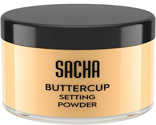 Sacha BUTTERCUP Setting Powder Makeup 1.75 Oz. Translucent Setting Powder for Oily Skin Finishing Powder Loose Powder Makeup Blurring Powder Blurs Fine Lines and Pores For Medium to Dark Skin Tones