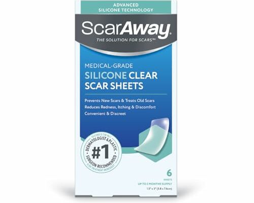 ScarAway Advanced Clear Silicone Scar Sheets, Medical Grade Silicone Strips (1.5" x 3") Scar Treatment and Prevention for Surgical, Burn, Body, Hypertrophic & Keloid Scar Treatment, 6 Clear Sheets