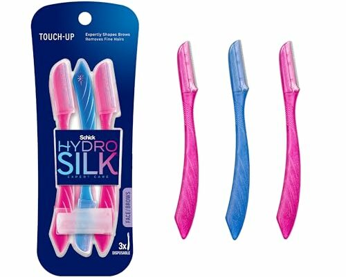 Schick Hydro Silk Touch-Up Dermaplaning Tool with Precision Cover, 3ct | Dermaplane Razor, Face Razors for Women, Eyebrow Razor, Facial Razor, Dermaplaning Razor, Womens Face Razor Peach Fuzz Remover