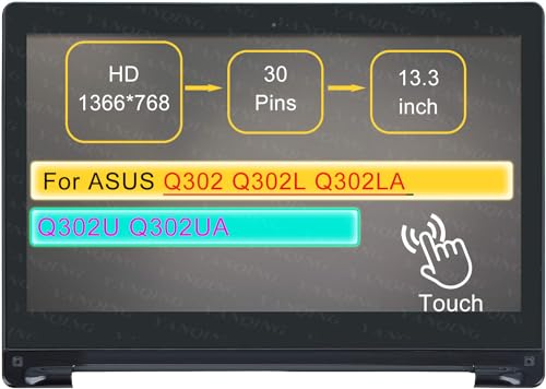 Screen Replacement for ASUS Q302 Q302L Q302LA Q302LA-BHI3T09 30 pin HD 1366 * 768 with Bezel 13.3" LCD Touch Digitizer Assembly