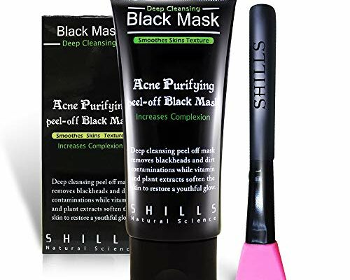 SHILLS Charcoal Face Mask, Peel Off Mask, Charcoal Mask, Peel Off Mask, Deep Cleansing, Purifying, Activated Charcoal Mask with Brush