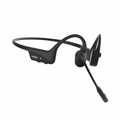 SHOKZ OpenComm2 - Open-Ear Bone Conduction Headphones, Wireless Bluetooth Computer Headsets with Noise Canceling Mic and Mute Botton for Work, Call, Meeting, 16 Hours Talk Time for Mobile & PC, Black