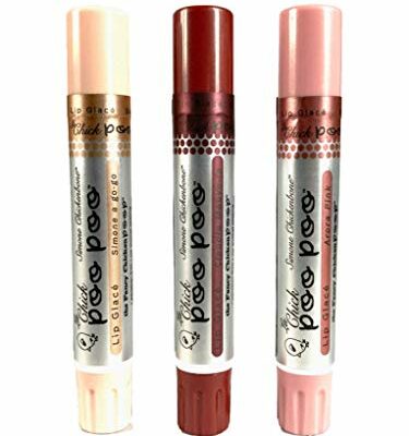 Simone ChickenBone 100% Natural Moisturizing Lip Gloss, La Chick Poo Poo Lip Shimmer with Mineral Coloring, Combo (Mauve, Nude, Pink), 3-Tubes