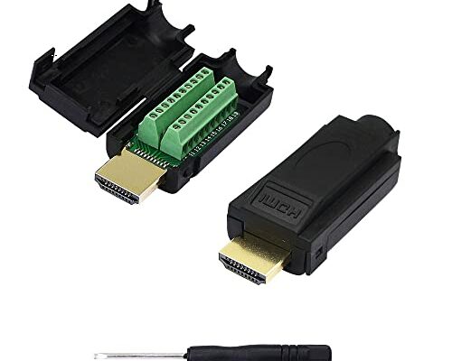 SinLoon 2 Pack HDMI Solderless Adapter Gold Plated HDMI Extension Cable Connector Signals Terminal Breakout Board Free Welding Connector with Plastic Cover Screwdriver