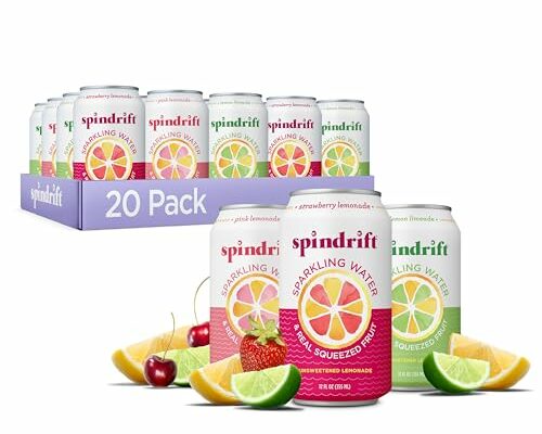 Spindrift Lemonade 3 Flavor Variety 20 Pack,12 Fl Oz (Pack of 20)