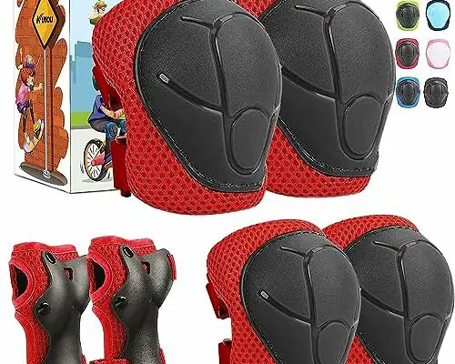 Sports Protective Gear Safety Pad Safeguard (Knee Elbow Wrist) Support Pad Set Equipment for Kids Youth Roller Bicycle BMX Bike Skateboard Hoverboard Protector Guards Pads