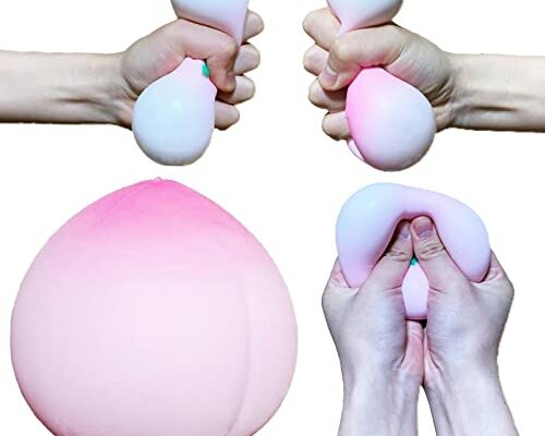 Squishy Stress Balls Peach Squeeze Ball 1 Pack, Stretchy Dough Ball Peach Squeeze Fidget Toys, Fruit Stress Ball Squishy Toys for Kids ＆ Adults, Ideal for Autism/ADHD/Teens Anxiety