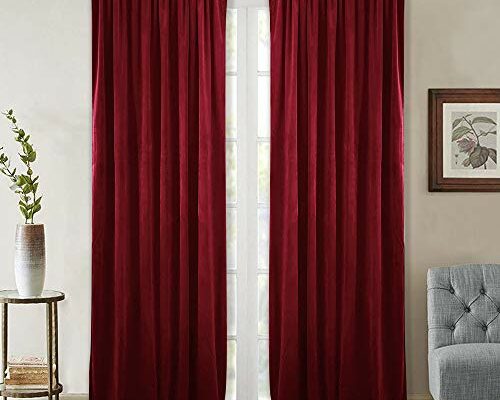 StangH Theater Red Velvet Curtains Christmas Curtains Super Soft Thermal Insulated Window Drapes 84 inches for Living Room Holiday Decorative for Master Bedroom, W52 x L84, 2 Panels