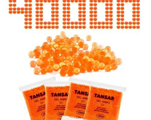 TANSAR Gel Ball Blaster Ammo Refill(7-8 mm,4 Pack,10000 Pieces Per Pack), Gel Splatter Blaster Splat Bullets, Compatible with Gel Ball Blaster, Orange Colour, for Ages 14+