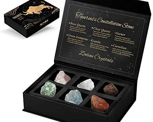 Taurus Crystals Gift Set, Zodiac Signs Healing Crystals Birthstones with Horoscope Box Set Taurus Astrology Crystals Healing Stones Gifts