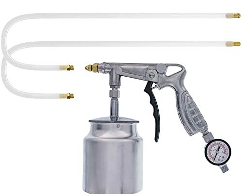 TCP Global Air Rust Proofing and Undercoating Gun with Gauge & Suction Feed Cup, 2 Wands - 22" Long Flexible Extension Wand with Multi-Directional Nozzle - Spray Truck Bed Liner, Rubberized Undercoat