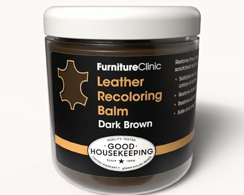 The Original Leather Recoloring Balm by Furniture Clinic - 16 Colors - Leather Repair Kit for Furniture - Restore Couches, Car Seats & More - Leather Dye for Scratched and Faded Leather (Dark Brown)