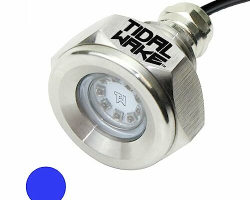 Tidal Wake IP68 Underwater 1/2in Standard Boat Drain Plug LED Light Built-in Driver & Overheat Protection 3 Yr/50,000hr Warranty, 316 Stainless Steel, 12-30v/27w,1800 lumen w/Storage Bag (Blue)