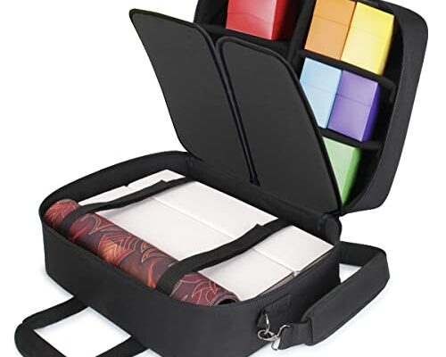 USA Gear XL Magic The Gathering MTG Deck Box Travel Case - Large MTG Card Storage Bag with Padded Shoulder Strap, Customizable Interior, Weather Resistant - Fits Deck Boxes & Sleeved Cards - Black