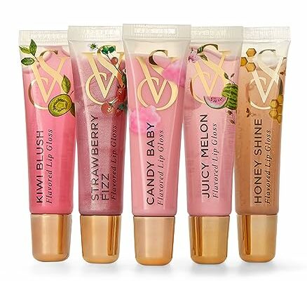 Victoria's Secret Lip Gloss Gift Set, Flavor Favorites, Flavored Lip Gloss Set for Women, Includes 5 Lip Glosses