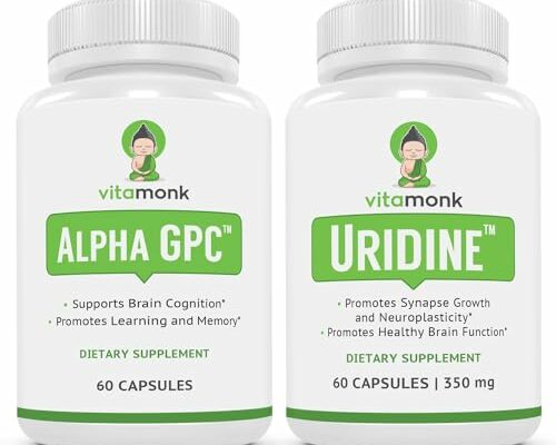 VitaMonk Alpha GPC and Uridine Stack - Mr Happy Stack - Uridine Monophosphate with No Artificial Fillers - Bioavailable Choline Supplements Promote Cognition, Focus, Mental Clarity