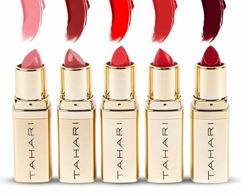 VOTUM Tahari Lipstick Set, Super Lustrous 5 Piece Gift Set, Multi-Finish, Cream Pearl & Matte, Pack of 5 (Red)