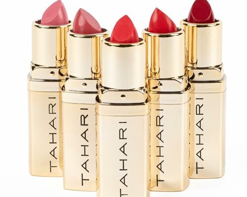 VOTUM Tahari Lipstick Set, Super Lustrous 5 Piece Gift Set, Multi-Finish, Cream Pearl & Matte, Pack of 5 (Red)