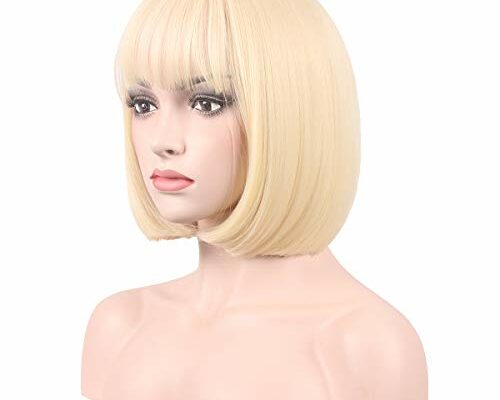 WildCos Short 12 Inches Straight Synthetic Cosplay Wig for Women (blonde)