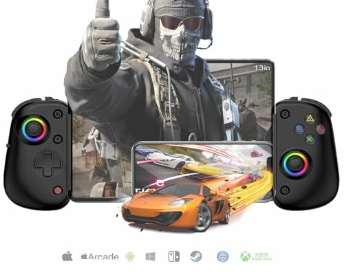 Wireless Controller for 12.9in iPad, Tablet, iOS/Android/PC/Switch/PS4, 7-color RGB, Mobile Cloud Game, Streaming on Xbox Console, iPhone 13+, Direct Play, Hall Effects Joysticks with Linear Trigger