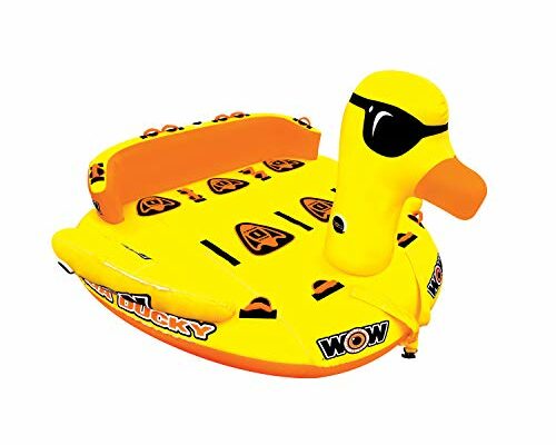 WOW Sports – Mega Ducky Towable Deck Tube for Boating – 1-5 Person 850 lbs Capacity – Inflatable Boat Tube for Water Sports – Youth & Adults