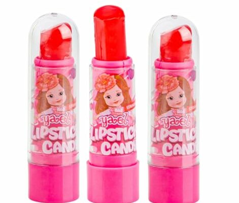 Yael Lipstick Candy 3 Count - Strawberry – Fun Novelty Candy for Kids Party Favors, Goodie Bags, & Novelty Gifts - Kosher