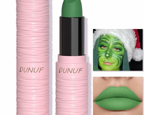 Yeweian Halloween Green Matte Lipstick, Green Lip Face Body Paint Stick, Cream Eye Black Stick for Baseball, Waterproof Long Lasting Lip Balm for Women, Goth Makeup Clown Makeup Sticks