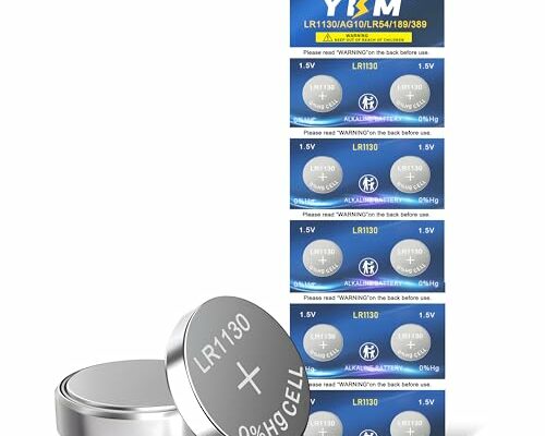 YKM 10 Pack LR1130 Battery AG10 L1131f L1131 L1131c 389 390 LR54 LR 1130 1.5V Alkaline Batteries for Calculator Watch Battery