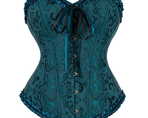 Zhitunemi Women Plus Size Corsets Sexy Lingerie Floral Corset for Women Lingerie Bustier Top Medium Deep Green