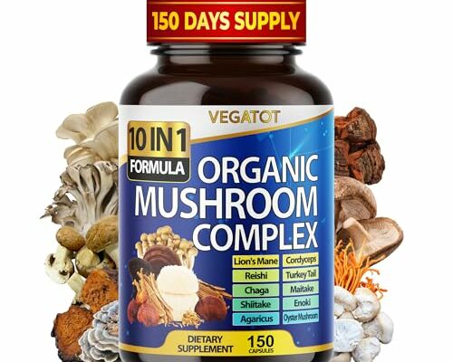 10 in 1 High Strength Mushroom Supplement 9,700MG - Lions Mane, Cordyceps, Reishi - Brain Supplements for Memory and Focus ** 5-Month Supply