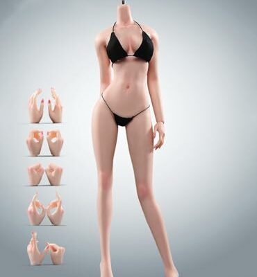 1/6 Scale Female Body,12inch Super Flexible Seamless Female Figure Body Makeup Version with Undetachable Feet Tall and Slender Miniature Action Figure (Pale Skin)