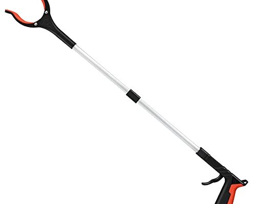 2024 Upgrade Grabber Reacher Tool, 360° Rotating Head, Wide Jaw, 32" Foldable, Lightweight Trash Claw Grabbers for Elderly, Reaching Tool for Trash Pick Up Stick, Litter Picker, Arm Extension (Orange)