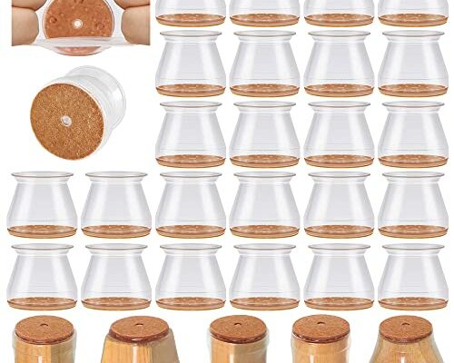 24 Pcs Chair Leg Floor Protectors for Hardwood Floors Silicone Covers to Protect Wood Tile Floors Felt Pads Furniture Leg Caps Non Slip Reduce Noise (Fit:1.3"-2")