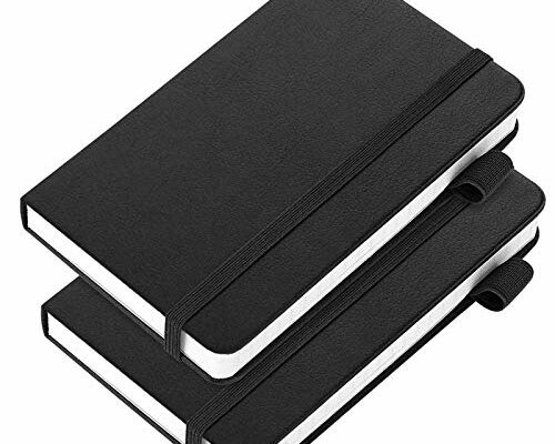 (2 Pack) Pocket Notebook Notepad,3.5" x 5.5" Ruled PU Leather Hardcover Small notepads Mini Journal Dairy with 120Gsm Thick Paper, Pen Holder,Inner Pocket,Elastic Closure-Black