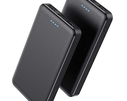 [2 Pack]Portable Charger Power Bank 10000mAh,Ultra Slim Portable Phone Charger with USB C Input & 2 Output Backup Charging External Battery Pack Compatible with iPhone 16/15/14/13/12,Android Phone etc