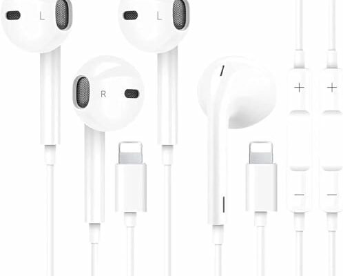 2 Packs iPhone Headphones Earbuds with Lightning Connector(Built-in Mic & Volume Control)[MFi Certified] Headphones support for iPhone 14/13/12/SE/11/XR/XS/X/7/7Plus/8/8Plus Support All iOS System