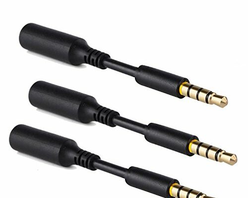 3 Pack Headset Audio Jack Extender, 3.5mm Headphone AUX Extension Adapter for Juice Pack, for Battery Charger Case, Power Case, for Smartphones, Tablets