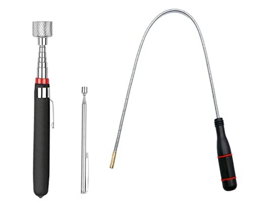 3 Pack Telescoping Magnet Pick-up Tool Set - Retrieving Telescoping Magnet Pickup Tools，Extendable Magnetic Pick Up Tools，Bendable Spring Magnet Stick