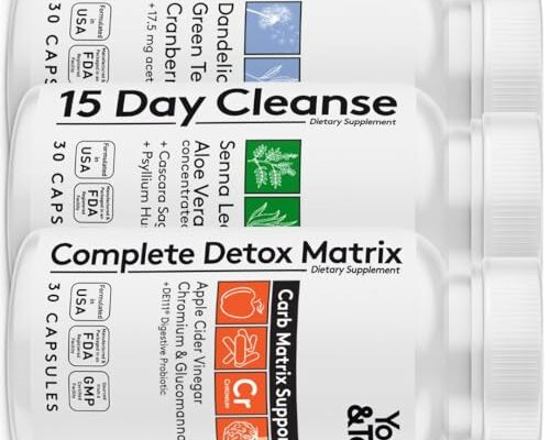 3pk Detox Cleanse Kick Off Weight Management | Colon Cleanser + Water Loss Pills w Dandelion + ACV Full Body Detox + Probiotics | For Flat Stomach, Waistline, Metabolism, Bloating – 90 Pills