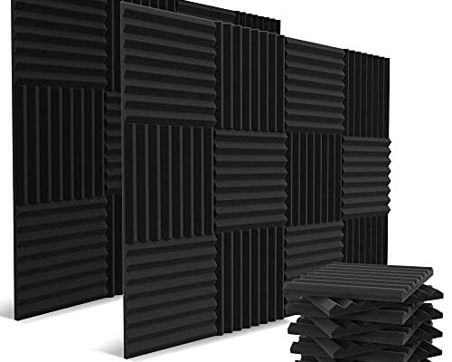 52 Pack Acoustic Panels 1 X 12 X 12 Inches - Acoustic Foam - High Density- Soundproof Studio Wedges - Charcoal