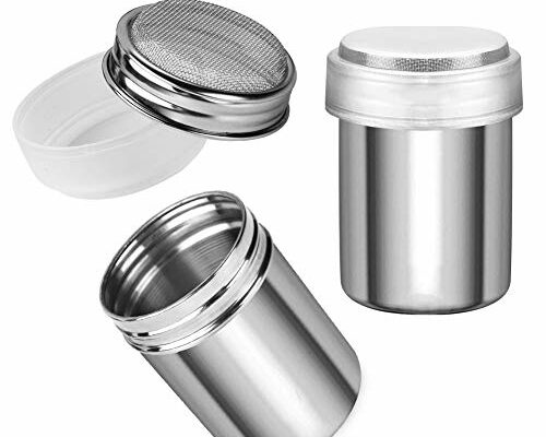 Accmor 2pcs Powdered Sugar Shaker Duster, Cinnamon Shaker Flour Sifter, 7oz Stainless Steel Fine Mesh Dredges Shakers for Cinnamon Flour Salt Pepper