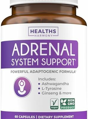 Adrenal System Support & Cortisol Manager (2 Month Supply) Powerful Ashwagandha & L-Tyrosine Fatigue Supplement - Maintain Balanced Cortisol Levels, Health, & Stress Relief - Non-GMO - 60 Capsules