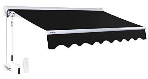 ADVANING 16'x10' MOTORIZED Patio Retractable Awning | LUXURY Series | PREMIUM Quality, 100% Solution-Dyed European Acrylic UV Sun Shade, Color: Black, EA1610-A103H2