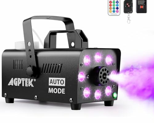 AGPTEK Smoke Machine, Fog Machine with 13 Colorful LED Lights Effect, 500W and 2000CFM Fog with 1 Wired Receiver and 2 Wireless Remote Controls, Perfect for Wedding, Halloween, Party and Stage Effect