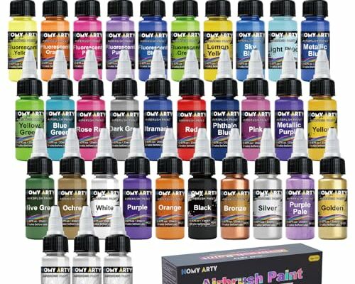 Airbrush Paint - 30 Colors with 3 Thinner, Ready to Spray Airbrush Paint Set, Water-Based Acrylic Air brush Paints for Metal, Plastic Models, Canvas, Wood - 33 Bottles