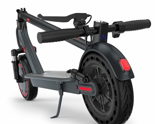 Alloweek A1 Electric Scooter, 10" Anti Flat Solid Tire, 500W Motor, Max 21 Miles Range, 21 Mph Top Speed, Dual Braking Sport Scooter, 2 Wheels, Height Handlebars