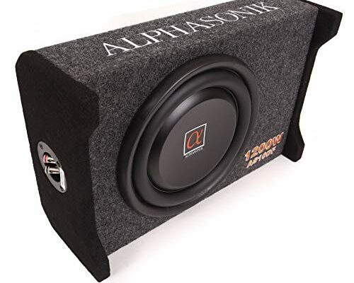 Alphasonik AS10DF 10" 1200 Watts 4-Ohm Down Fire Shallow Mount Flat Enclosed Sub woofer for Tight Spaces in Cars and Trucks, Slim Thin Loaded Subwoofer Air Tight Sealed Bass Enclosure