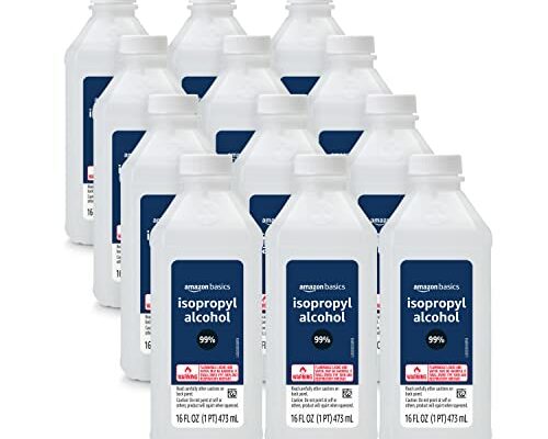 Amazon Basics 99% Isopropyl Alcohol For Technical Use, Unscented, 16 Fl Oz (Pack of 12)