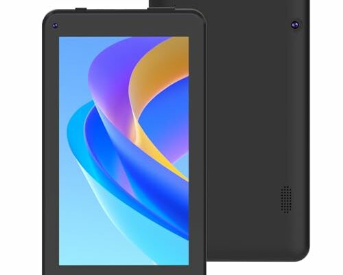 Android 12 Tablet 7 inch Tablets, 4GB RAM 32GB Storage 1TB Expand Quad-Core Processor Tablet PC, 1024 x 600 IPS HD Touch Screen, 2MP+5MP Dual Camera, 3000mAh Battery, WiIFi6, Bluetooth, GMS, Black