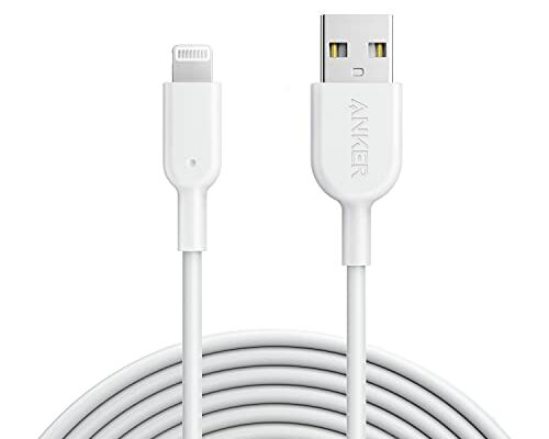 Anker Powerline II Lightning Cable,Apple MFi Certified,USB Charging/Sync Lightning Cord Compatible with iPhone 11 Series/SE/Xs/XR ,and More(10FT,White)